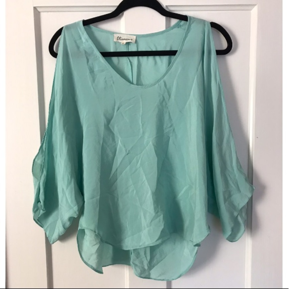 Olivaceous blue long sleeve blouse